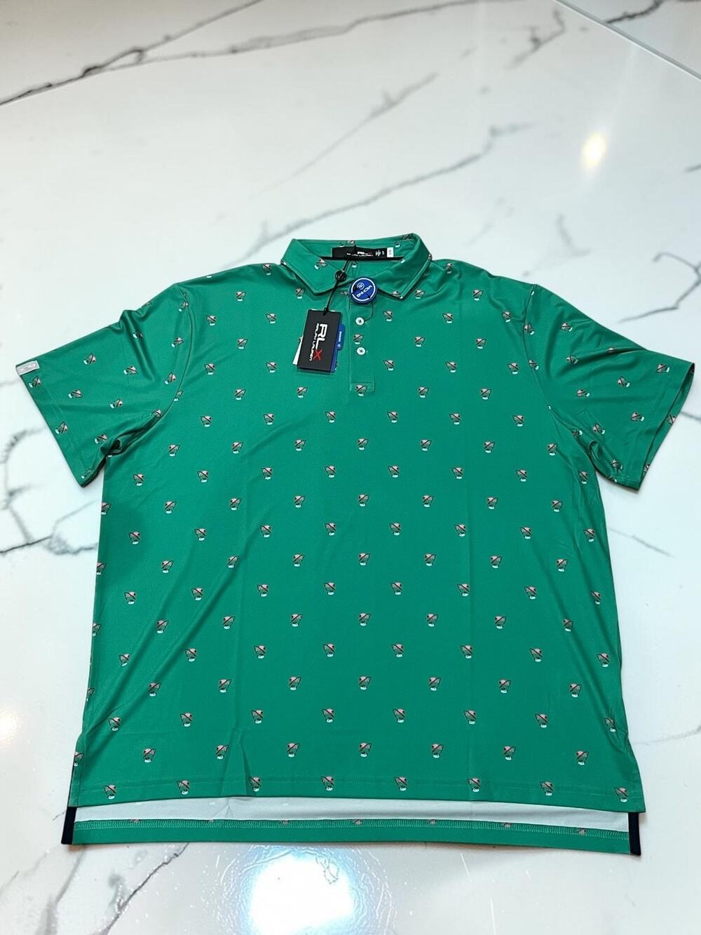 RLX Ralph Lauren Green Men's Performance Golf Polo Shirt Size XL